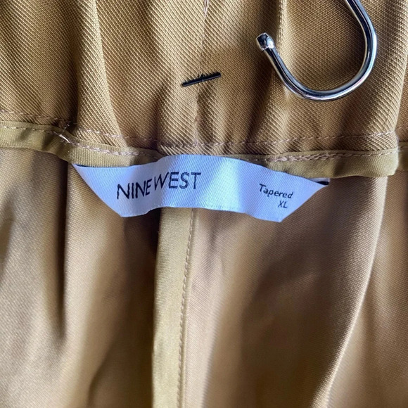 NWT NINE WEST XL SERGIO OLIVE GREEN TAPERED HIGH WAIST UTILITY BELT CROP PANTS - Picture 4 of 10